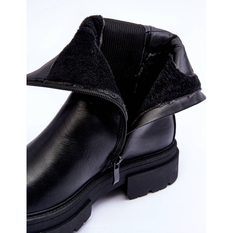 Hohe warme Stiefel Jodhpurstiefel Slip-on Schwarz Milca 1