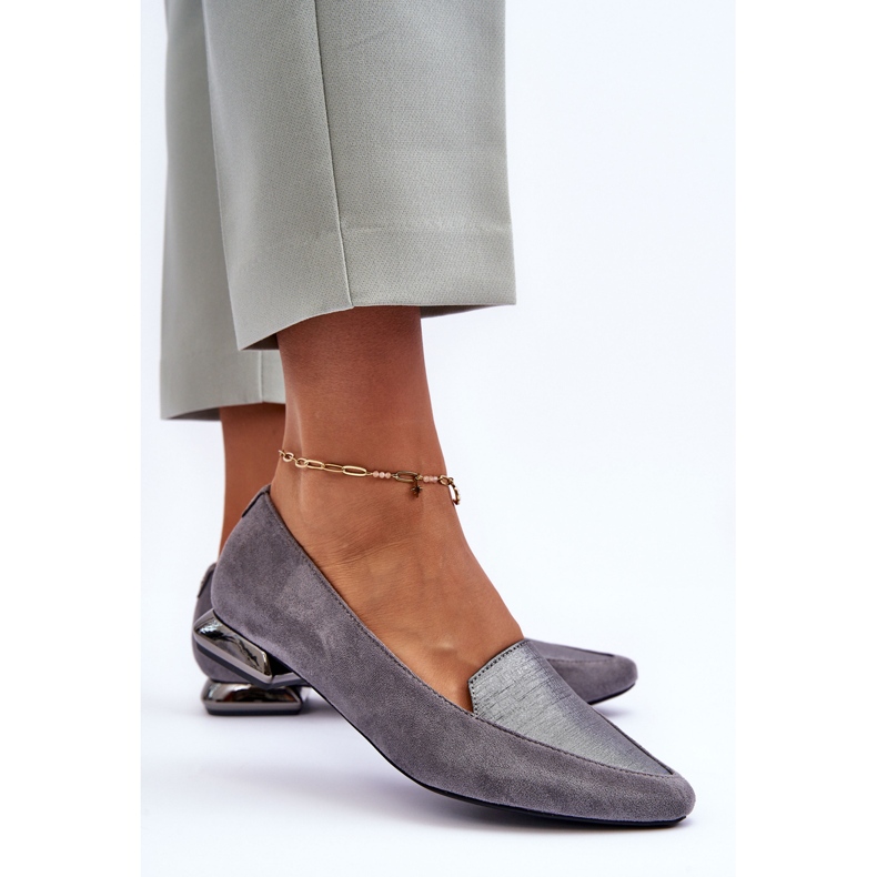 PD1 Flache Ballerinas aus Wildleder in Grau 1