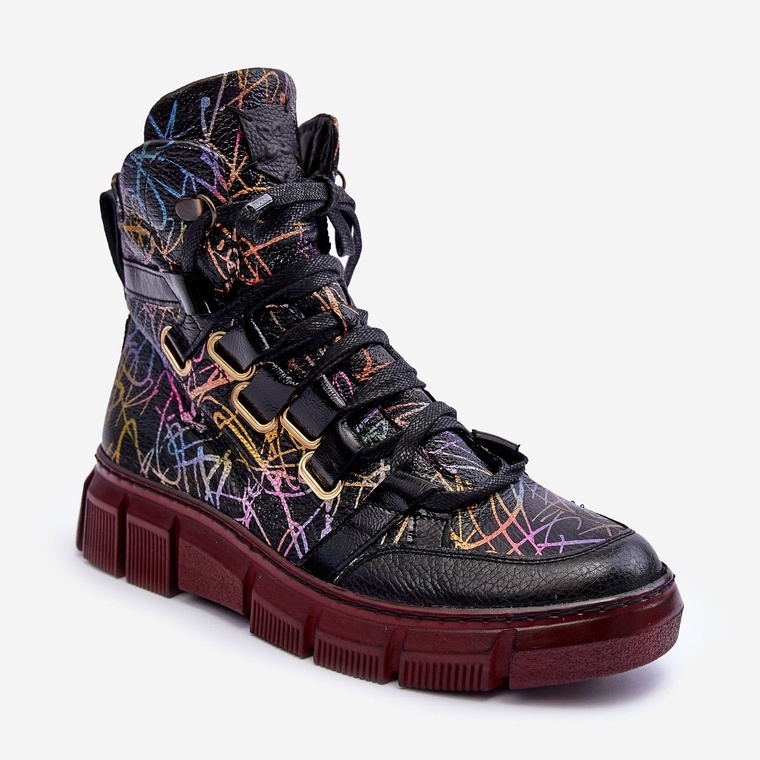 Flache Schnürstiefel aus Leder Maciejka 06158-01 Schwarz 1