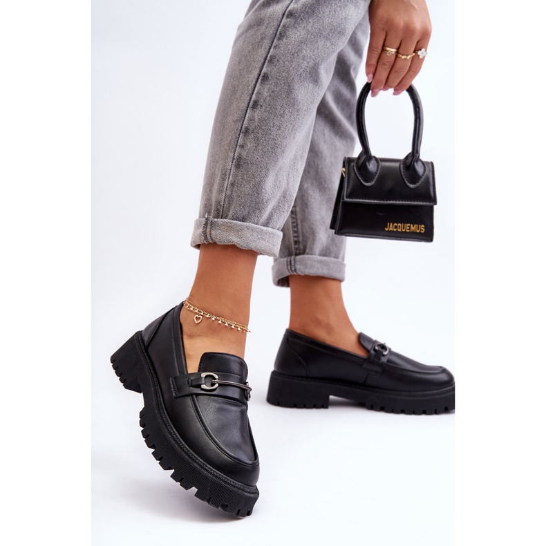 PE1 Damen-Leder-Plateau-Loafer in Schwarz von Detes 2