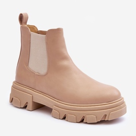 Leder-Niedrigstiefel Jodhpur Beige Alcanassa 1