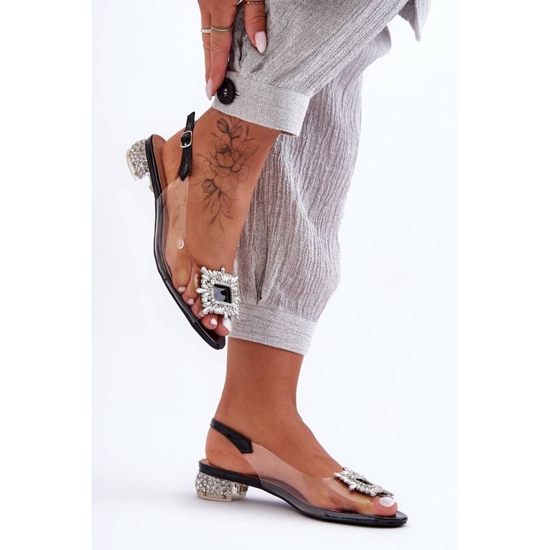 Transparente Sandalen mit Ornamenten Schwarz S.Barski MR1037-05 1