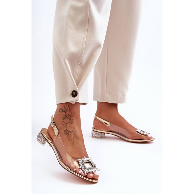 Transparente Sandalen mit goldenen Ornamenten S.Barski MR1037-05 1