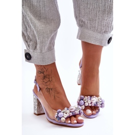 Transparente stilvolle Sandalen mit Absatz Lila S.Barski MR1037-17 1