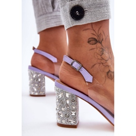 Transparente stilvolle Sandalen mit Absatz Lila S.Barski MR1037-17 2