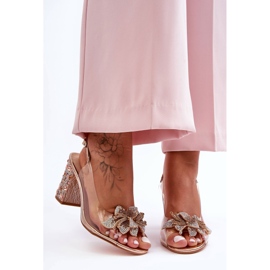 Verzierte stilvolle Sandalen Transparent Roségold S.Barski MR1037-18 rosa 1