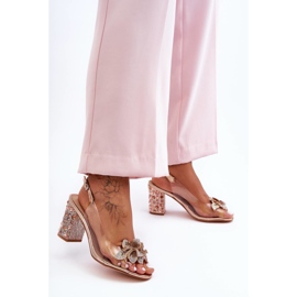 Verzierte stilvolle Sandalen Transparent Roségold S.Barski MR1037-18 rosa 2