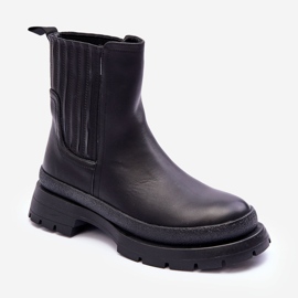 Klobige Lederstiefel Chelsea Boots Schwarz Rosan 1