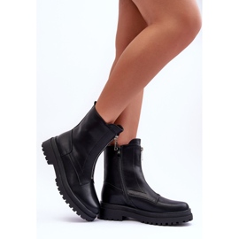 Damen-Leder-Reißverschlussstiefel Schwarz Chlorike 2