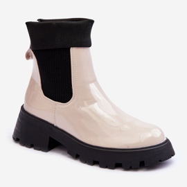 Lack-Jodhpur-Stiefel für Damen Beige Pavo 1