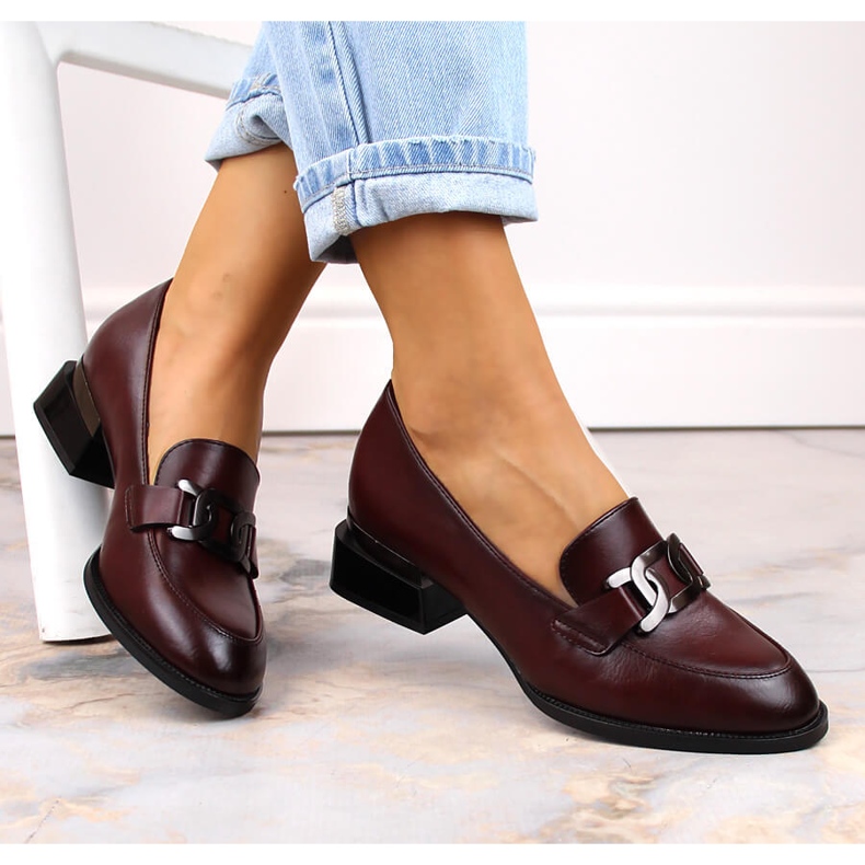 Vinceza 58162 burgunderrote flache Schuhe mit Kette 1