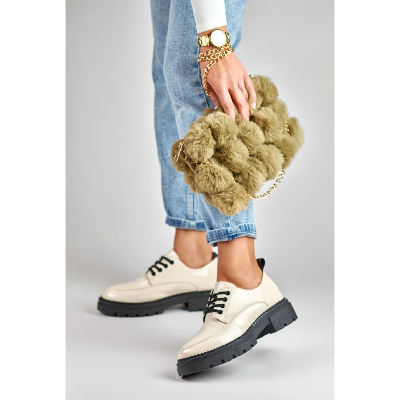 La.Fi Beige lackierte Schnürschuhe 2