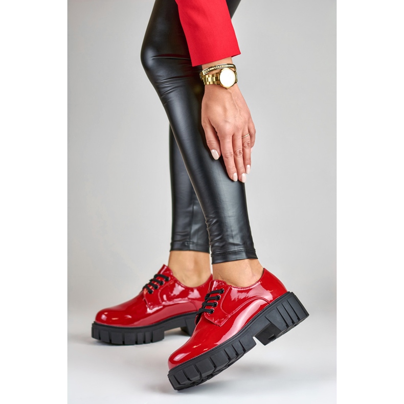 La.Fi Lackierte rote Schnürschuhe 2