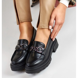 La.Fi Schwarze Mokassins auf einem Plateau aus Öko-Leder 1