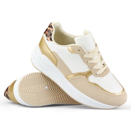 Weiße und goldene Turnschuhe für Damen 1