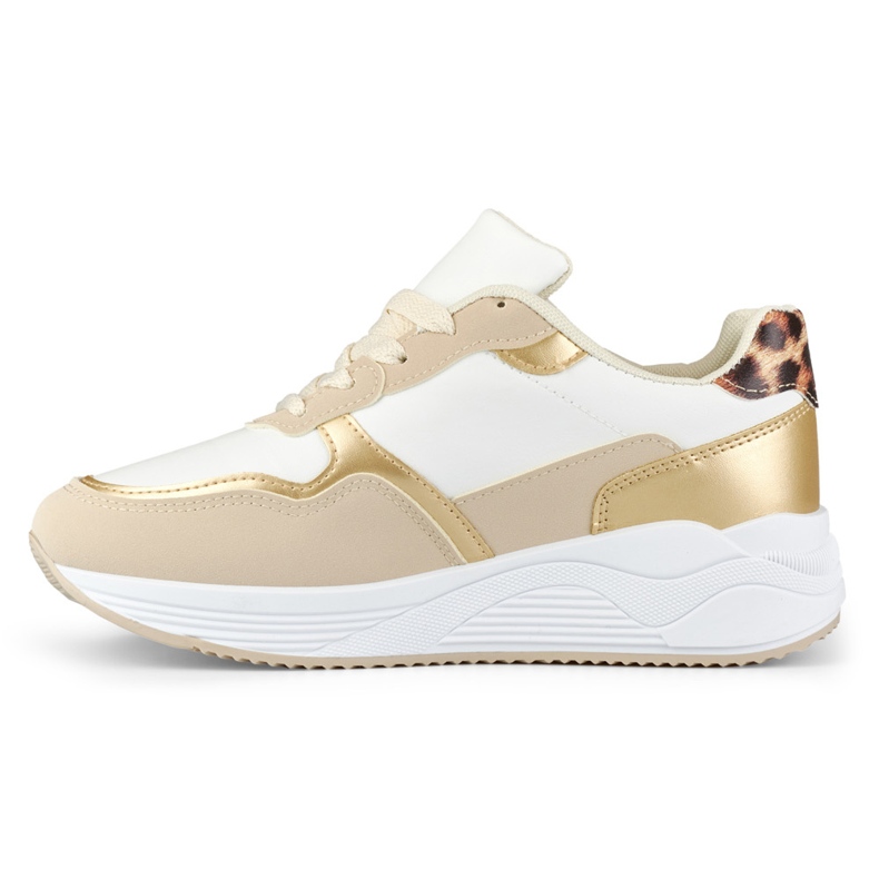 Weiße und goldene Turnschuhe für Damen 2