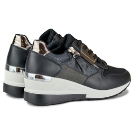 Elegante schwarze Sportschuhe mit Keilabsatz 1