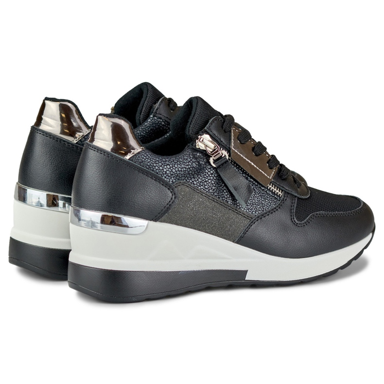 Elegante schwarze Sportschuhe mit Keilabsatz 1