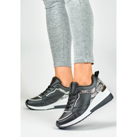 Schwarze Damen-Schnürschuhe mit niedrigem Keilabsatz 2