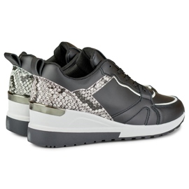 Schwarze Damen-Schnürschuhe mit niedrigem Keilabsatz 1