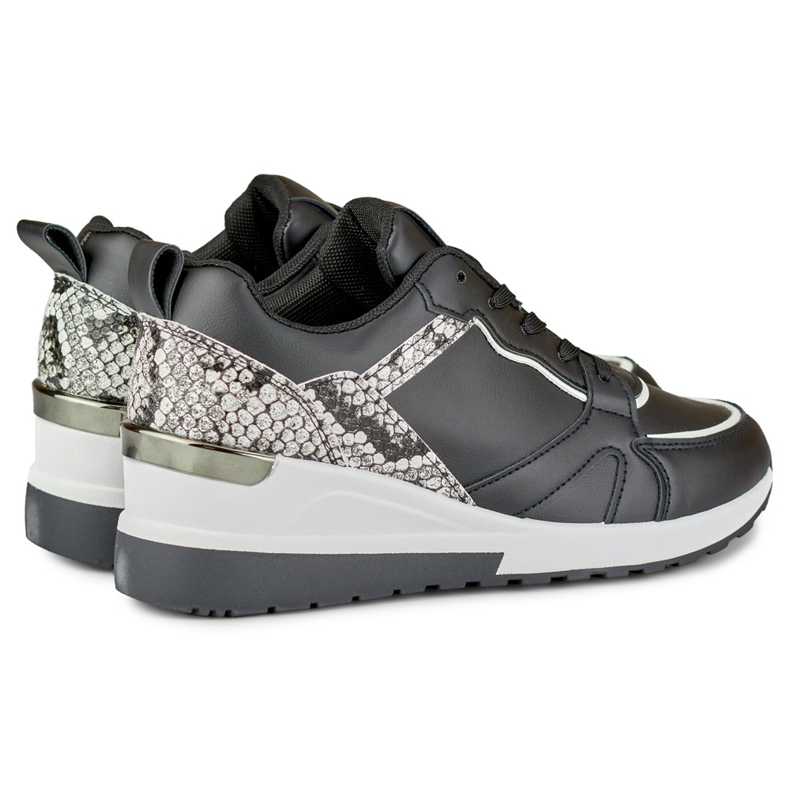 Schwarze Damen-Schnürschuhe mit niedrigem Keilabsatz 1