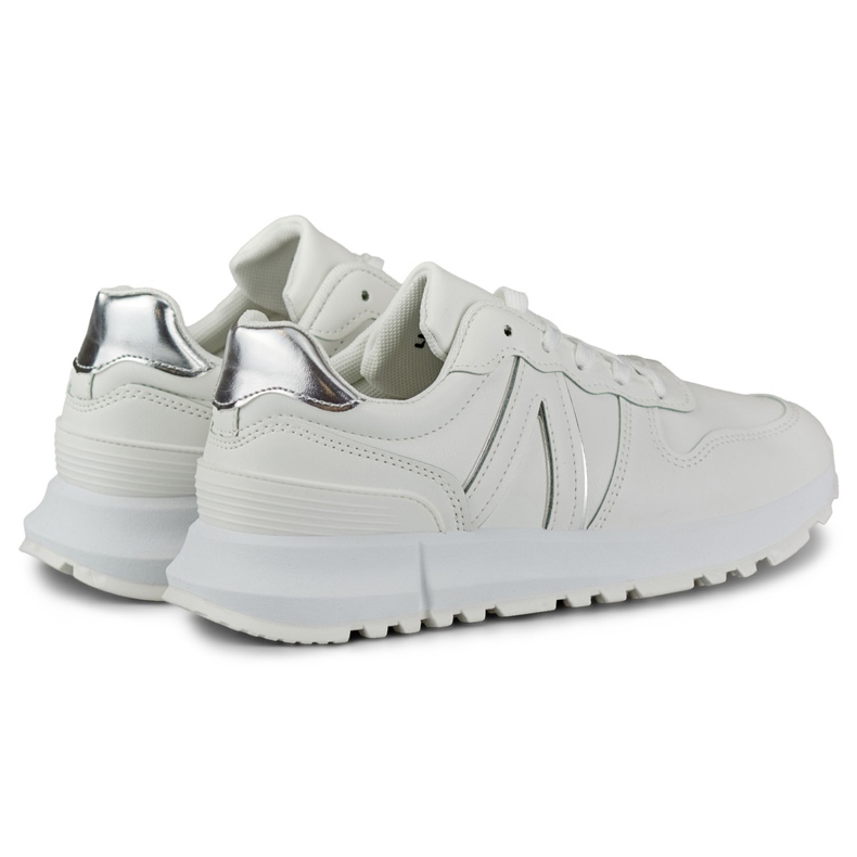 Weiße Damen-Sneaker mit silbernem Besatz 1