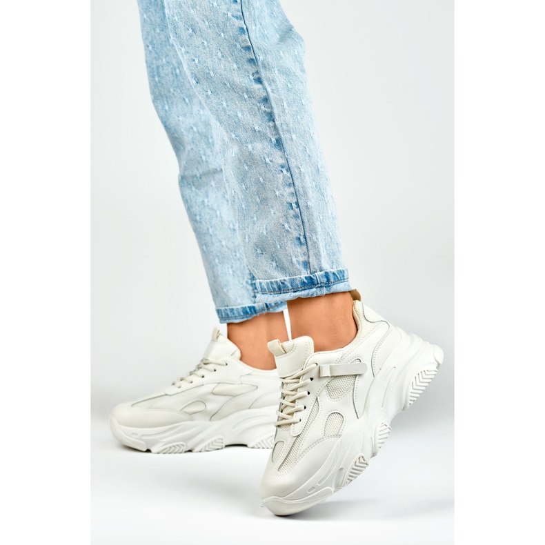 Beige Damen-Sneaker mit dicker Sohle schwarz 2