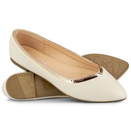 Beige Ballerinas für Damen mit goldenem Zusatz 1
