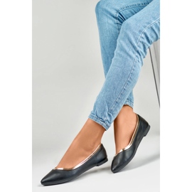 Schwarze Damen-Ballerinas mit goldenem Zusatz 1