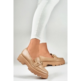 Dunkelbeige Damen-Loafer aus Öko-Leder 2