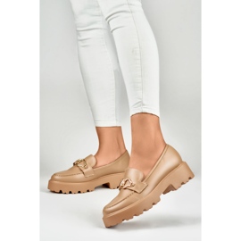 Dunkelbeige Damen-Loafer aus Öko-Leder 1