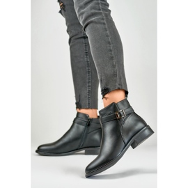 Schwarze, elegante Damenstiefel mit flacher Sohle 2
