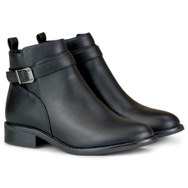 Schwarze, elegante Damenstiefel mit flacher Sohle 1