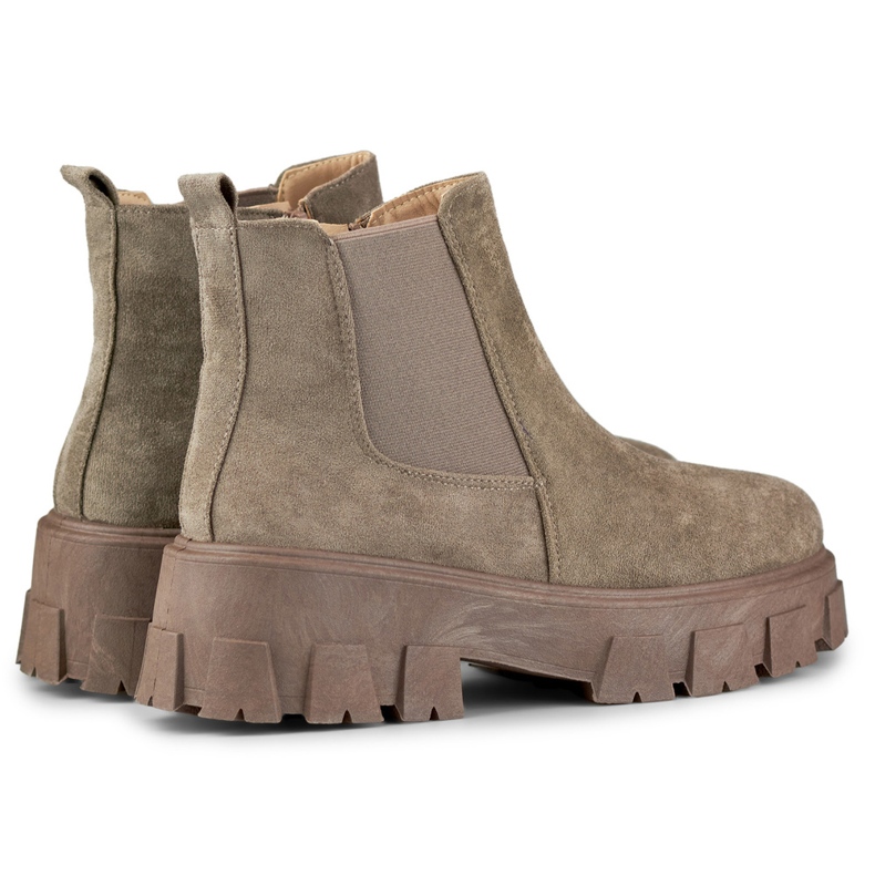 Braune Damenstiefel mit dicker Sohle beige 1