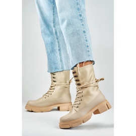 Hochgeschnürte Damenstiefel von Garlin beige 2