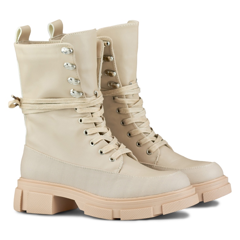 Hochgeschnürte Damenstiefel von Garlin beige 1