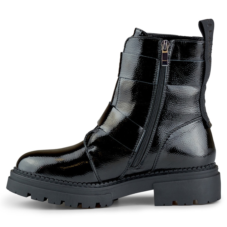 Schwarze Lack-Arbeiterstiefel von Axelle für Damen 1