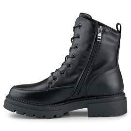 Schwarze Damen-Schnürstiefel aus Naturleder 1