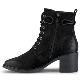 Schwarze Schnürstiefel mit niedrigem Absatz 1