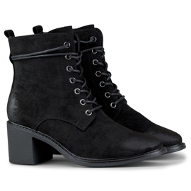 Schwarze Schnürstiefel mit niedrigem Absatz 2