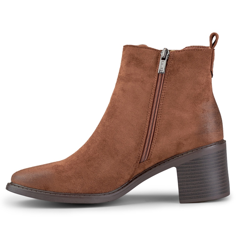 Braune Damen-Wildlederstiefel mit bequemem Schaft 1