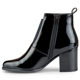 Lackierte elegante schwarze elastische Damenstiefel 1