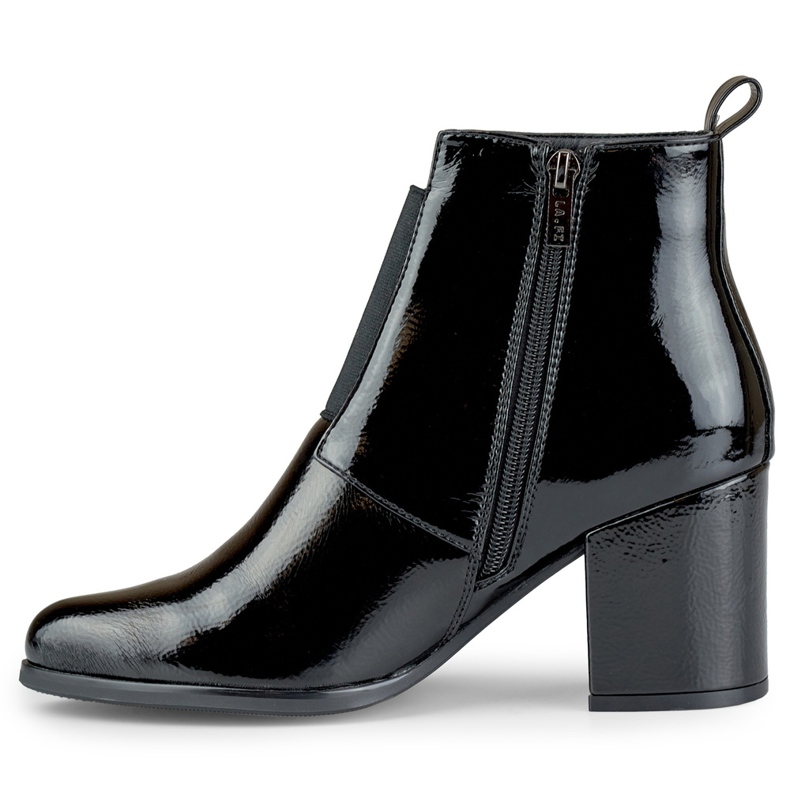 Lackierte elegante schwarze elastische Damenstiefel 1