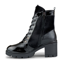 Modische Damenstiefel aus dekorativem Material schwarz 1