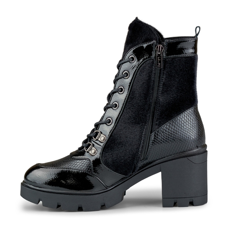 Modische Damenstiefel aus dekorativem Material schwarz 1