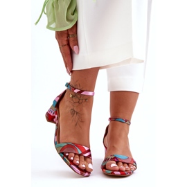 STEPHAN Gemusterte Satin-High-Heels-Sandalen Pink Mix Inspiriere mich! mehrfarbig 3