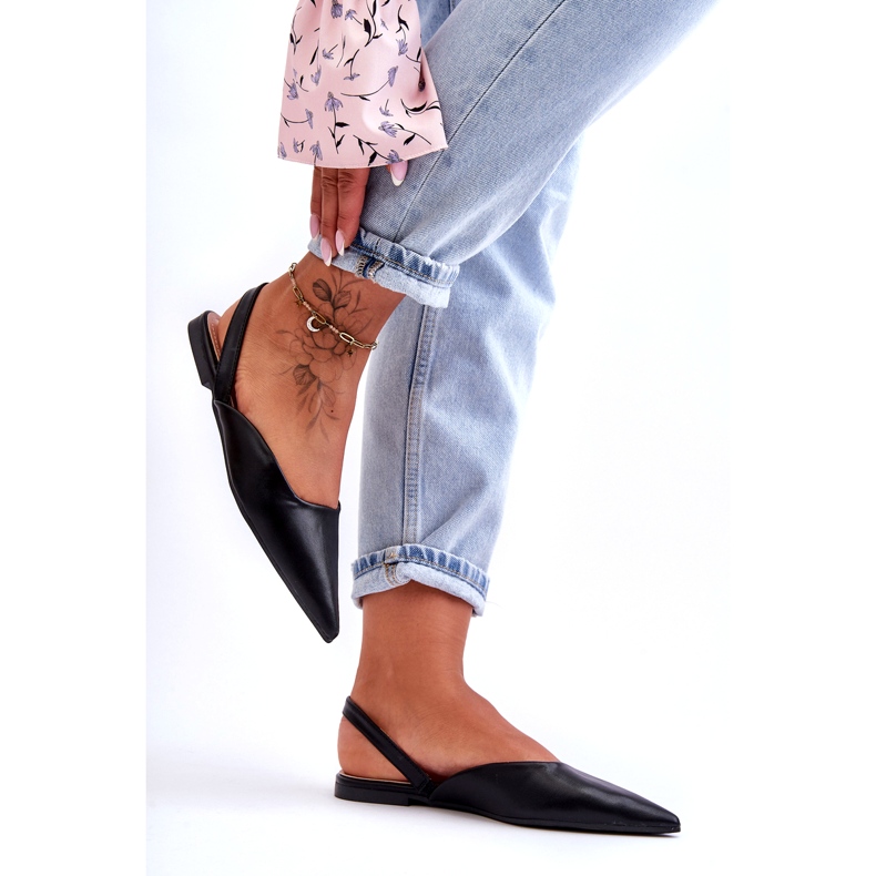 Frauen um Öko-Leder schieben schwarze Ballerinas 3