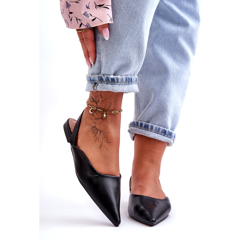 Frauen um Öko-Leder schieben schwarze Ballerinas 2