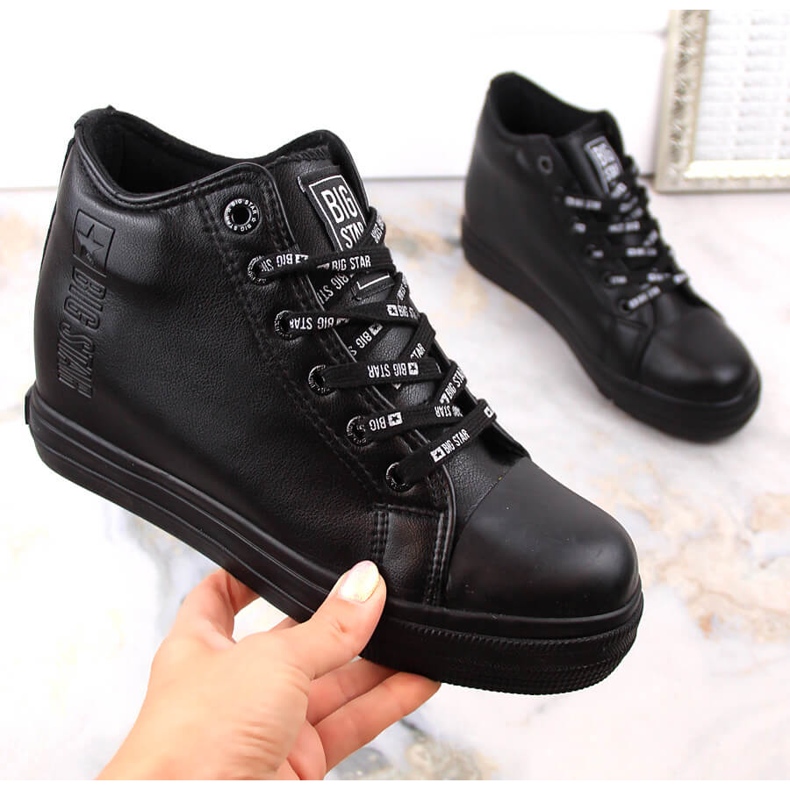 Schwarze Damen-Sneakers mit Keilabsatz Big Star EE274127 2