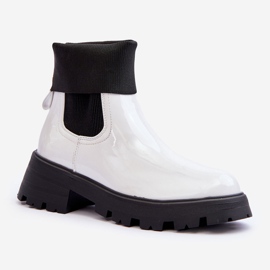 Lackierte Jodhpur-Stiefel für Damen, Weiß, Pavo 1